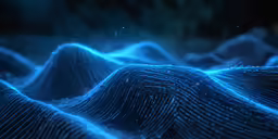 abstract artwork of blue lines against a dark background