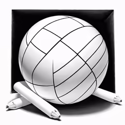 a white ball with four long crisscrossed lines