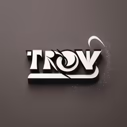 a black and white logo sitting on top of a brown wall