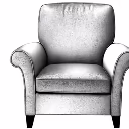 a black and white image of a grey chair