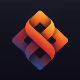 a square shaped logo on a dark background