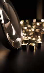 metal bowl with cubes floating on the top