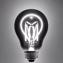 a large black bulb with white light shining through it