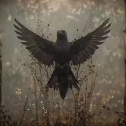 a bird flying around and in the air with its wings outstretched