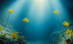there are some yellow flowers on the bottom of this photo