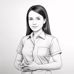 a woman poses with her hands folded in front of her face