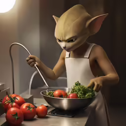 an illustration of a cat cooking on the counter