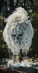 white foam and water form a monster like head