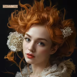 a girl in white with flowers on her head