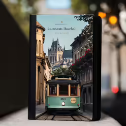 a photo book with an old tram on the front cover