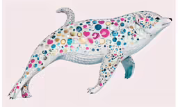 a paper cut out of a cat with buttons on it