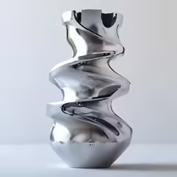 a tall silver vase with silver accents
