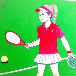 a drawing of a person holding a tennis racket