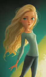a girl with long hair standing on top of a skateboard