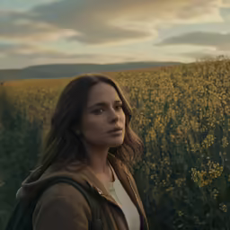 the woman in brown is looking at something