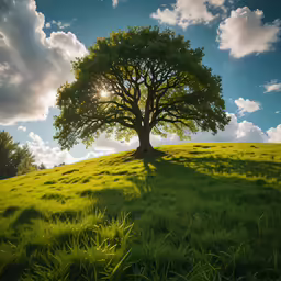 there is a tree on top of a hill