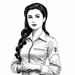 the girl in white uniform is holding her hand on her hips