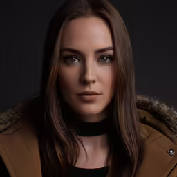 the woman wearing the fur collar stares straight ahead