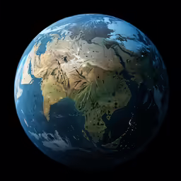 a blue earth with africa and pakistan on it