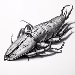 this drawing of a large lobster is being displayed