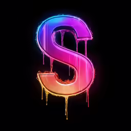 the letter s is covered in paint dripping from it
