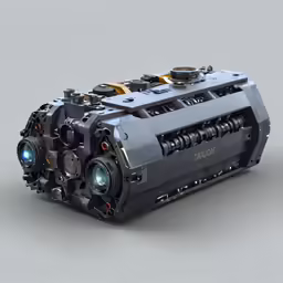 the futuristic, industrial camera from the side