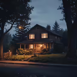 a very pretty house that is by the side of the street