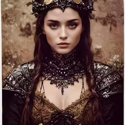 a woman in victorian clothing and large headpieces