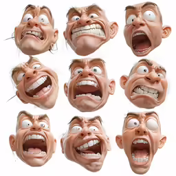 a variety of cartoon heads with different expressions