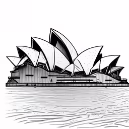 a black and white photo of the sydney opera theatre