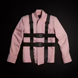 pink and black jacket that looks like it has a pair of straps