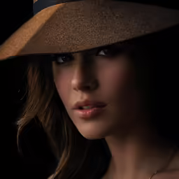 a woman wearing a brown hat, with dark skin and a slight smile