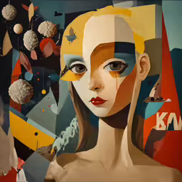 a painting of a woman with yellow eyes and makeup,a woman