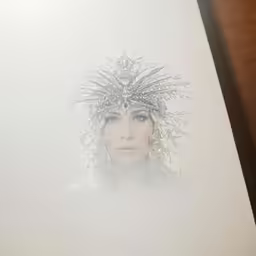 the reflection of a woman in the photo was created using crystal jewelry