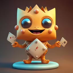 a digital image of a cartoon animal holding cards