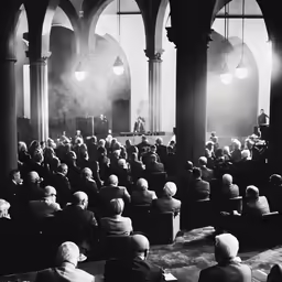 a stage with a group of people in it