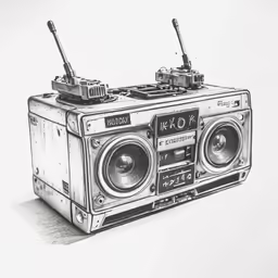 a drawing of an old fashioned radio with booms on top