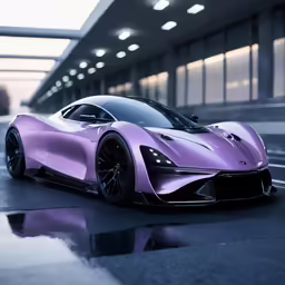 the car is designed to be lila with reflective lights