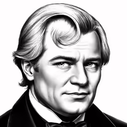 a black and white photo of a man in a suit