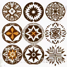 the nine abstract elements on a white background