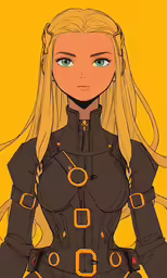 a drawing of a woman with long blond hair