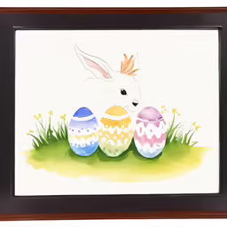an illustration of three decorated easter eggs
