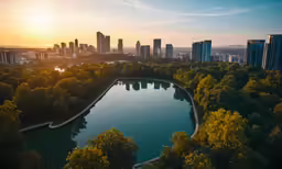 a view of a river and a city skyline