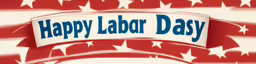 an advertisement with a patriotic pattern and a happy labor day sign