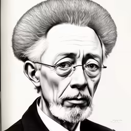 a drawing of a man with a big haircut