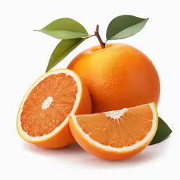 two pieces of orange and a whole grapefruit