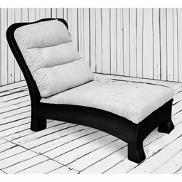 a black and white chair with the seat raised up