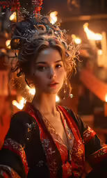 a young woman is dressed in oriental style