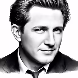 a portrait picture of a man in black and white