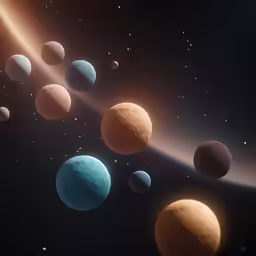 the planets and their satellites in outer space